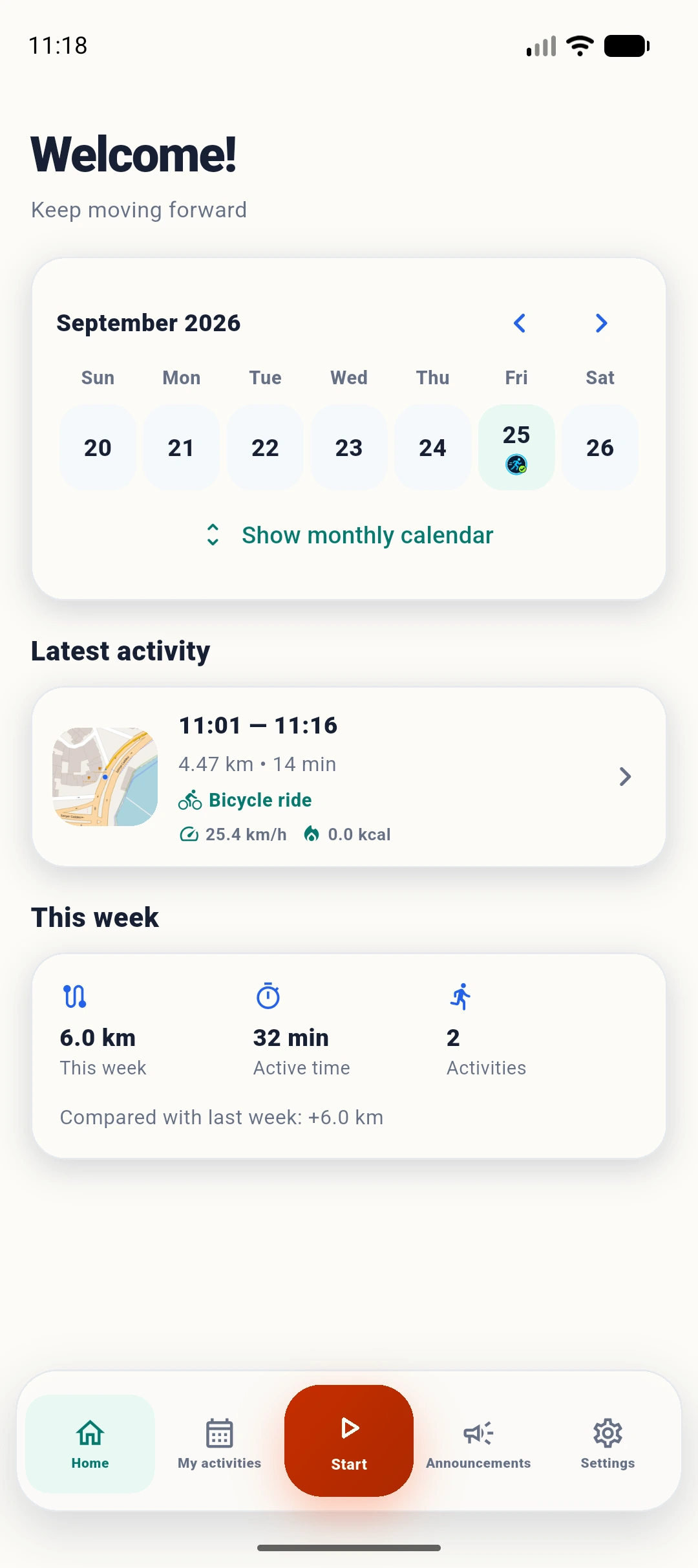 Calendar and weekly overview